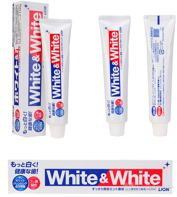 东北有货！日本进口 Lion 狮王 White&amp;amp;amp;white 美白 牙膏 150g  9.95元（19.9元，买二免一）