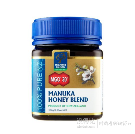 Prime会员！Manuka Health 蜜纽康 MGO30+ 麦卢卡蜂蜜 250g    43.8元包邮