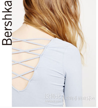 Bershka 07115987 七分袖 背部系带T恤衫    49元包邮