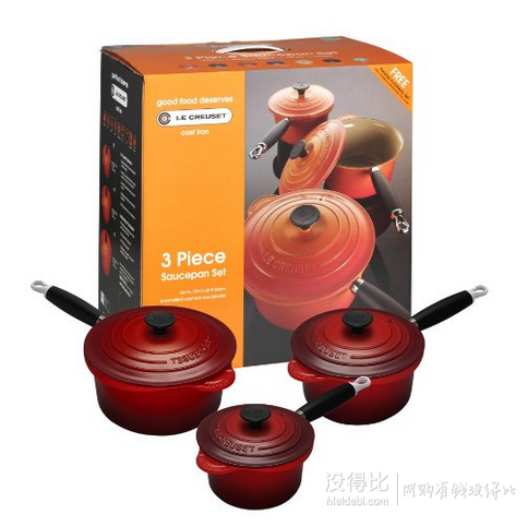 Le Creuset 酷彩 珐琅铸铁类 圆形单柄炖锅三件套 