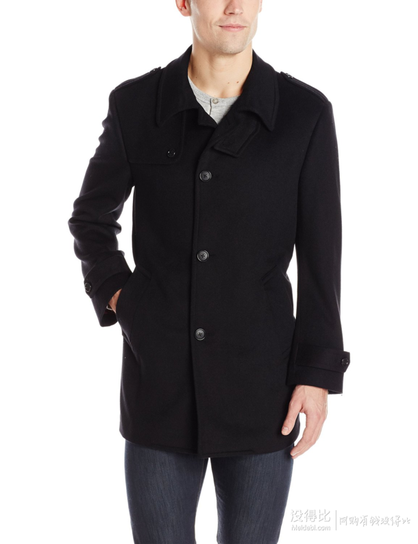 限尺码： KENNETH COLE New York Black Elmore 男士羊毛混纺大衣    ￥207.5起+￥182.11含税直邮（约￥390起）