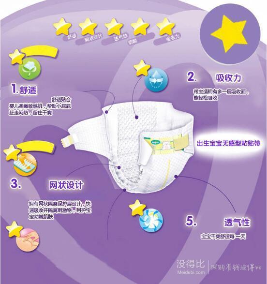 日本进口！pampers 帮宝适 紫帮 NB66  59.49元（69元，2件9折+用券）