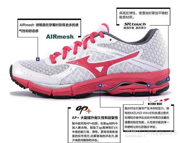 限尺码： Mizuno 美津浓 WAVE ULTIMA 6 女款缓震跑鞋  249元（319元，满减+用券）