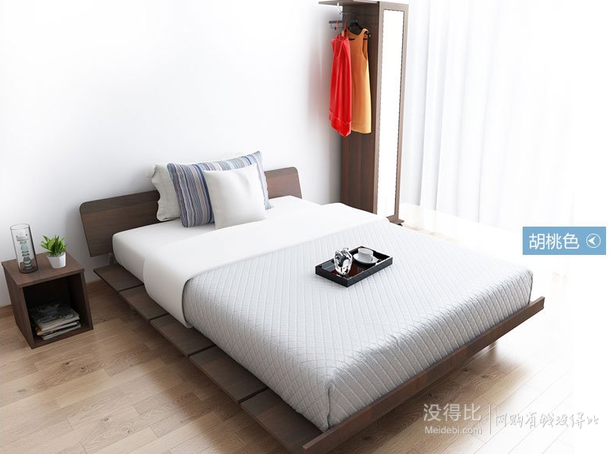 择木宜居 简约现代板式床+床垫 1.2*2m  