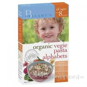 Bellamy's 贝拉米 有机高铁蔬菜通心粉8个月+婴儿辅食200g  
