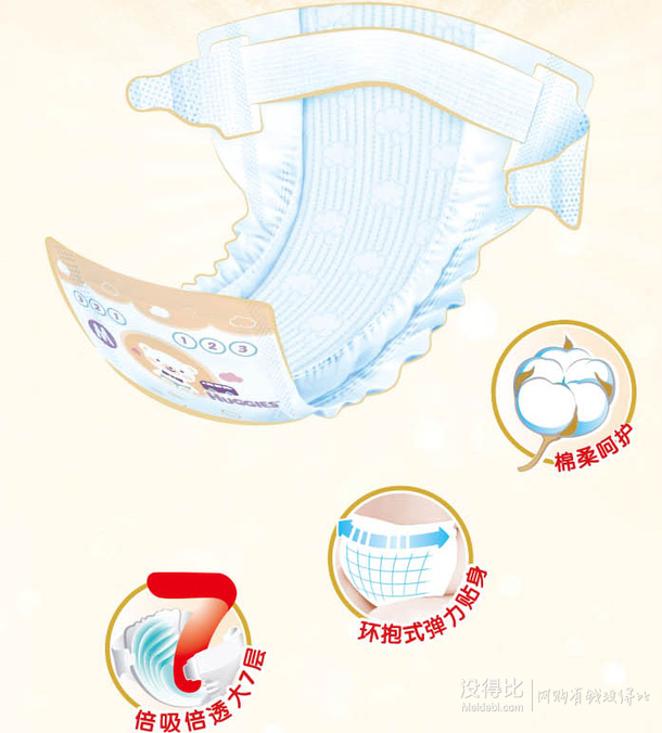 Huggies 好奇 金装超柔贴身纸尿裤M162片 