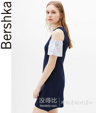 Bershka 露肩连衣裙清新简约短裙 