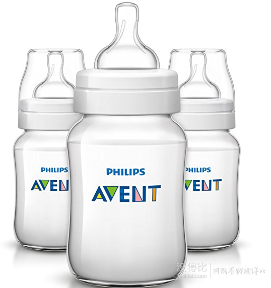 中亚Prime会员！ AVENT 新安怡 高级经典系列宽口PP奶瓶 SCF563/17 260ml*3只     