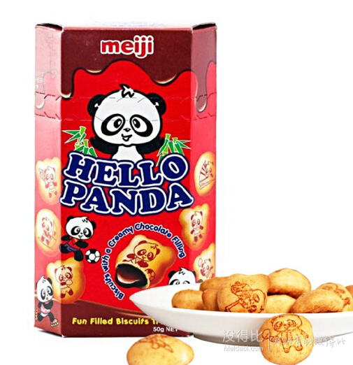 meiji 明治 熊猫巧克力夹心饼干 50g   折4.95元（9.9,3件5折）