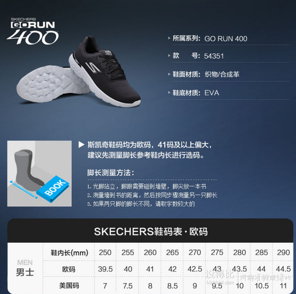 Skechers 斯凯奇 GO RUN 400系列 男 轻质跑鞋  249.5元（499元，下单用码5折）