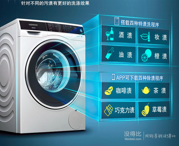 siemens西门子iq500系列xqg100wm14u561hw滚筒洗衣机10kg4299元包邮