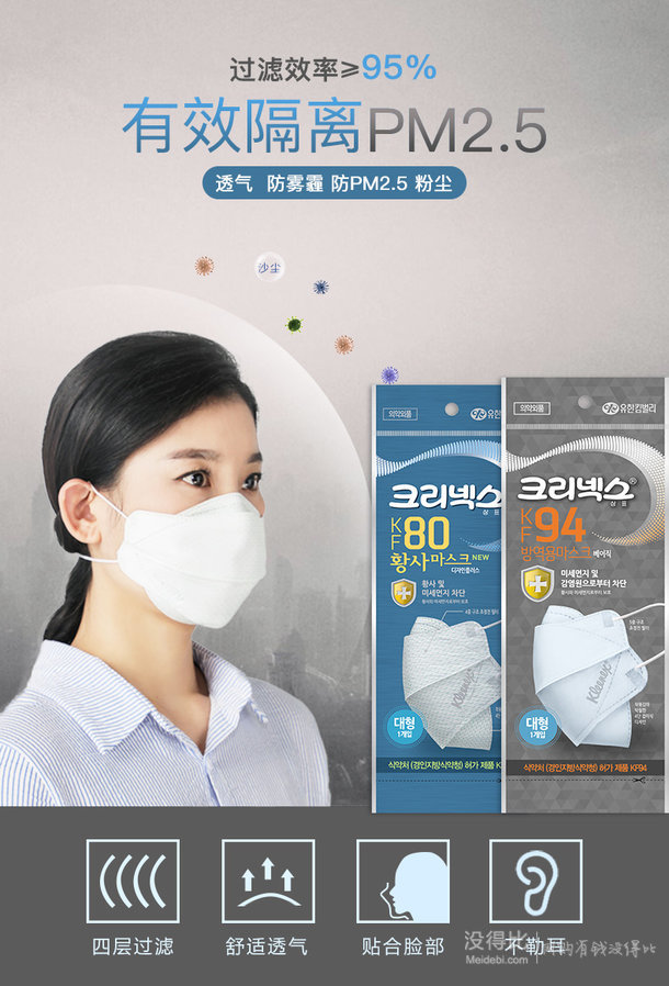 韩国进口kleenex口罩韩国kf80儿童1只装