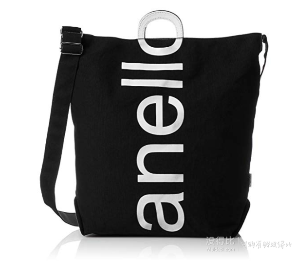 anello 大logo设计棉质帆布两用单肩手提包 au-s0061 黑色