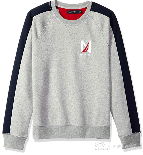 nautica 诺帝卡 logo color block 男士拼色圆领卫衣k83871 到手约