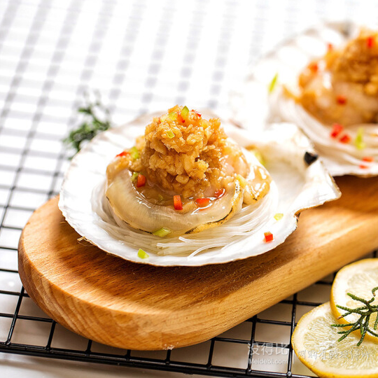 会员,限地区!獐子岛 冷冻大连蒜蓉粉丝扇贝 400g 12只