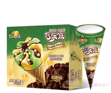 伊利巧乐兹抹茶芝士口味脆皮甜筒冰淇淋73g6盒