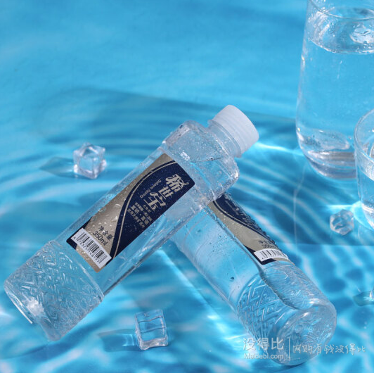蓝色瓶子的矿泉水图片