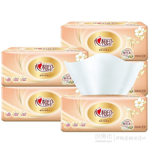 陪伴计划!心相印 茶语丝享系列 抽纸 3层100抽5包(132*190mm)