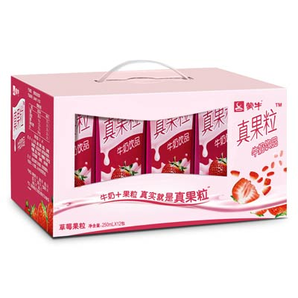 蒙牛真果粒牛奶(草莓果粒)250ml*12盒