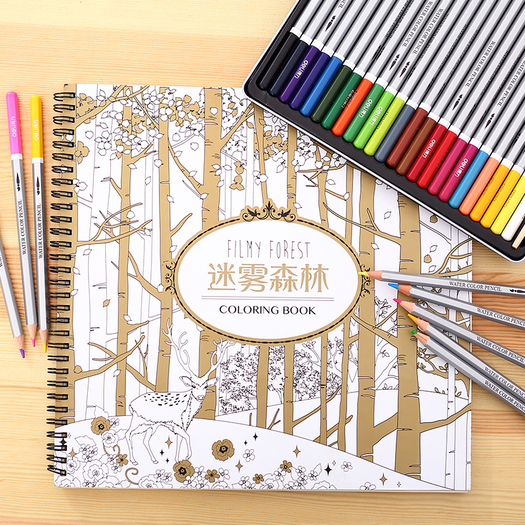 80得力《迷雾森林》填色涂鸦本,共30页,线圈装订,方便涂色,目前拍下