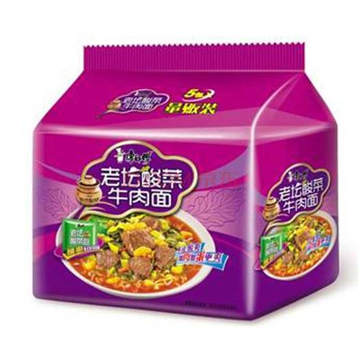 康师傅 方便面 酸菜牛肉面120g*5袋 五连包 8.4元