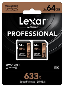 Lexar 雷克沙 Professional 633x 64GB UHS-I SDXC存储卡 2张