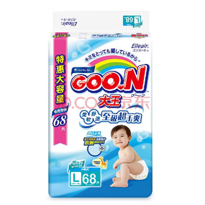 GOO.N 大王 维E系列 婴儿纸尿裤 L 68片 *5件 325元包邮（需用券，合65元/件）