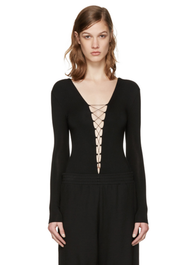t by alexander wang 黑色绑带紧身连体衣_没得比