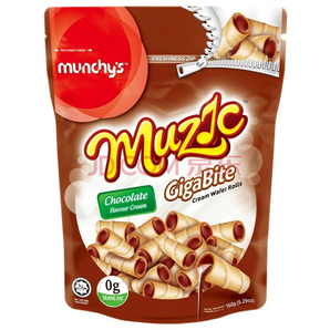 马来西亚进口 Munchy’s马奇新新 巧克力奶油风味巧心卷饼干 150g