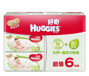 HUGGIES 好奇 金装 婴儿湿巾 80片 6包 *7件 314.75元包邮（合44.96元/件）