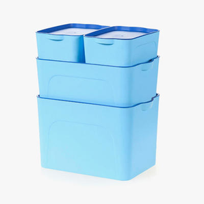 某当优品 有盖储物箱四件套 蓝色 39.9元包邮（需用码）