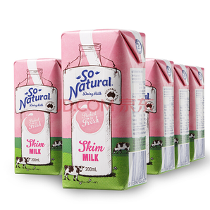 So Natural 澳伯顿 脱脂纯牛奶 200ml*24盒