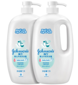 0点！Johnson&Johnson 强生 婴儿牛奶沐浴露 1L*2瓶 *2件 55.9元包邮（前10分钟，合13.98元/瓶）