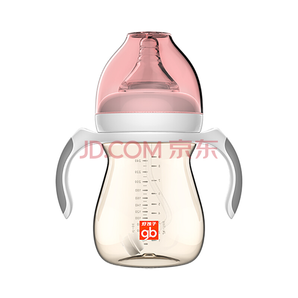 gb好孩子母乳实感宽口径握把吸管PPSU奶瓶240ml-粉红(小饿魔系列)