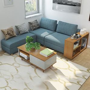 择木宜居 沙发实木布艺沙发组合 小户型沙发 北欧沙发床 蓝色组合   1599元包邮