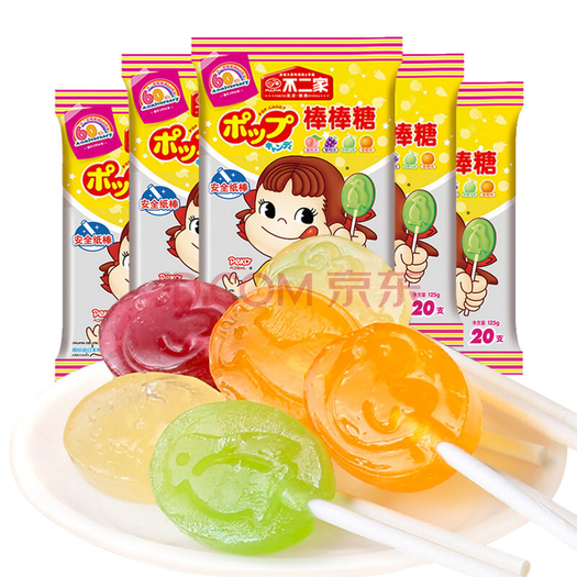 不二家棒棒糖水果味五连包约100支125g5袋