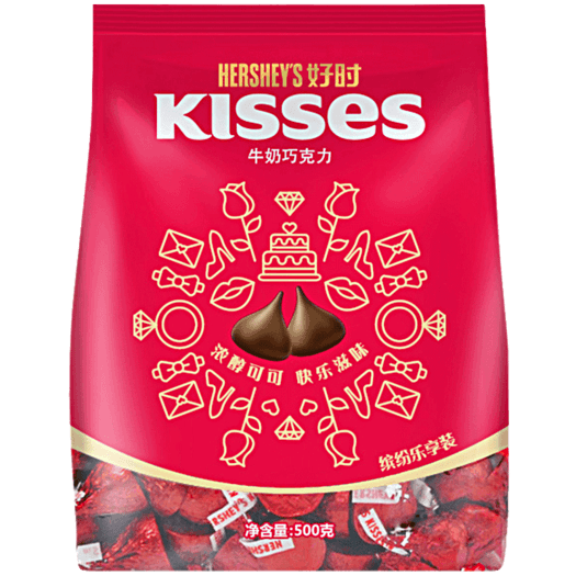 hersheys好时之吻 kisses 牛奶巧克力 500g 电商版红色 合25元/件(满