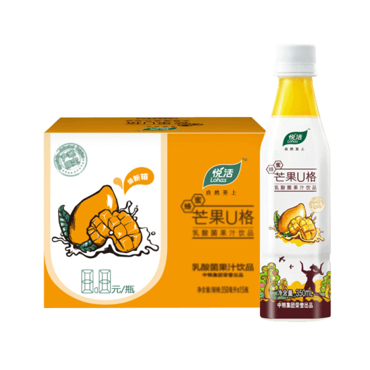 8号0点! 悦活 芒果u格 乳酸菌果汁饮品 350ml*15 折29.
