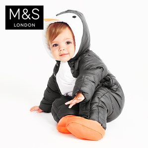 马莎 婴儿冬装新款0至3岁防风雪保暖加厚连体衣外套
