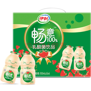 限上海！伊利 畅意100%乳酸菌饮品草莓味100ml*30/礼盒装 27元