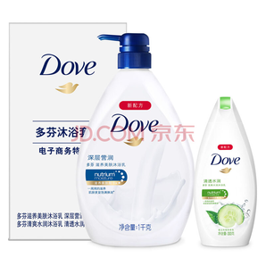 多芬(DOVE)沐浴露套装 (深层营润1kg+清透水润300g) 沐浴乳41.9元