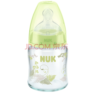 NUK宽口径玻璃奶瓶120ml配0-6个月奶嘴