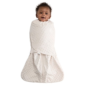 HALO包裹式豪华点点绒2合1婴儿安全睡袋(秋冬厚款 有内衬)奶油色 NB(0-3个月)