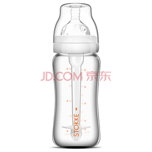  STOKKE 思拓科 婴儿宽口玻璃奶瓶 260ml 白色 *2件 19.9元（合9.95元/件）