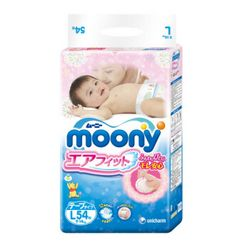 限华南、北京： moony 尤妮佳 婴儿纸尿裤 L54片 *2件 124.8元包邮（需用券）