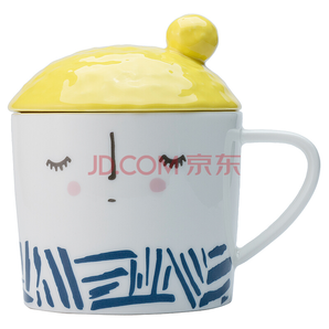 COSTA 咖世家带杯盖子时尚设计陶瓷马克杯-柠檬小姐 300ml