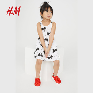 H&M童装女童2018年春装新款无袖印花背心女连衣裙HM0553873 34.9元包邮