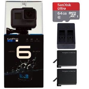 GoPro HERO 6 Black 运动摄像机+64GB TF卡+双电套装 