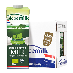 Globemilk 荷高 有机部分脱脂纯牛奶 1L*6盒 +凑单品 58.9元包邮（双重优惠）