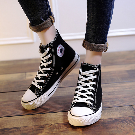 elinshine艾琳萱高帮帆布鞋女板鞋